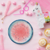 素朴な水彩画のワゴミズメロン パーティー ペーパープレート (パーティー)