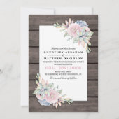 素朴な水彩画の多肉植物 ピンクのウェディング 招待状 (正面)