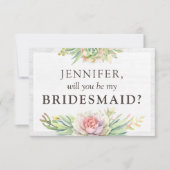 素朴な水彩画の多肉植物 ブライダルパーティーの提案 招待状 (正面)