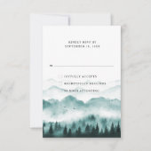 素朴な水彩画の山と松の木 出欠カード (正面)