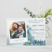 素朴な水彩画の木々と山々、ほこりっぽい青 セーブザデート (スタンド正面)