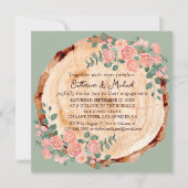 素朴な水彩画の木のスライス セージグリーン 招待状 (正面)