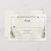 素朴な水彩画の松林　出欠確認 出欠カード (正面/裏面)