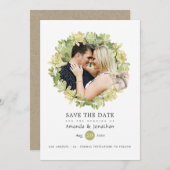 素朴な水彩画の森のウェディングフォト セーブザデート (正面/裏面)