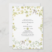 素朴な水彩画の森のカップルシャワー 招待状 (正面)