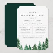 素朴な水彩画の森のリハーサルディナー 案内状 (正面/裏面)