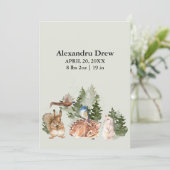 素朴な水彩画の森の出産発表 招待状 (スタンド正面)
