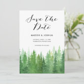 素朴な水彩画の森の常緑樹QRコード セーブザデート (スタンド正面)