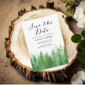 素朴な水彩画の森の常緑樹QRコード セーブザデート