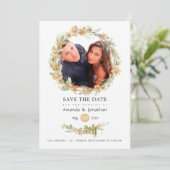 素朴な水彩画の森の野の花の結婚式の写真 セーブザデート (スタンド正面)