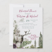 素朴な水彩画の森の鹿のリハーサルディナー 招待状 (正面)