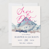 素朴な水彩画の森の「Save the Date」 招待状 (正面)