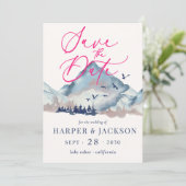 素朴な水彩画の森の「Save the Date」 招待状 (スタンド正面)