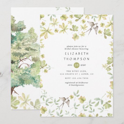 素朴な水彩画の森 招待状 (正面/裏面)