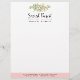 素朴な水彩画の水気が多い砂漠のサボテンBoho レターヘッド