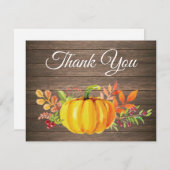 素朴な水彩画の秋のカボチャの感謝カード サンキューカード (正面/裏面)