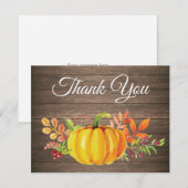 素朴な水彩画の秋のカボチャ感謝カード サンキューカード (正面/裏面)