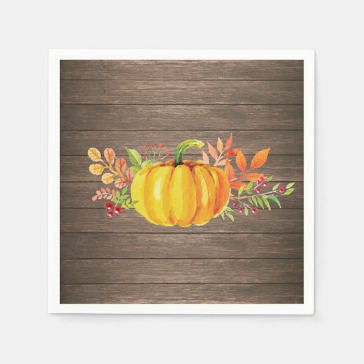 素朴な水彩画の秋のトマトオータム スタンダードカクテルナプキン (正面)