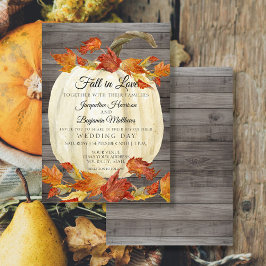素朴な水彩画の秋の落ち葉とパンプキン ダークウッド 招待状