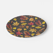 素朴な水彩画の秋の落ち葉模様パーティー オータムパーティー ペーパープレート (アングル)