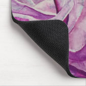 素朴な水彩画の紫色のバラ木モノグラム マウスパッド (コーナー)