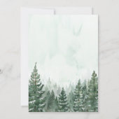 素朴な水彩画の緑の松の木の森のクリスマス シーズンカード (裏面)