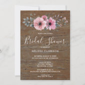 素朴な水彩画の花と納屋の木の結婚前お披露目パーティー 招待状 (正面)