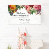 素朴な水彩画の花の歓迎された結婚式 横断幕 (インサイチュ)