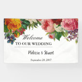 素朴な水彩画の花の歓迎された結婚式 横断幕 (横)