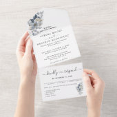 素朴な水彩画の花束イラスト オールインワン招待状 (貼ってはがせる)