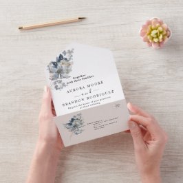 素朴な水彩画の花束イラスト オールインワン招待状