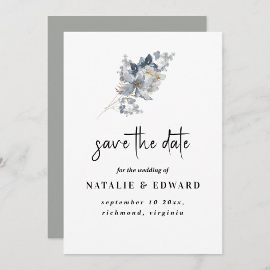 素朴な水彩画の花束イラスト セーブザデート (正面/裏面)