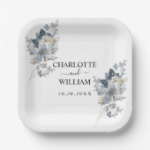 素朴な水彩画の花束イラスト ペーパープレート (正面)