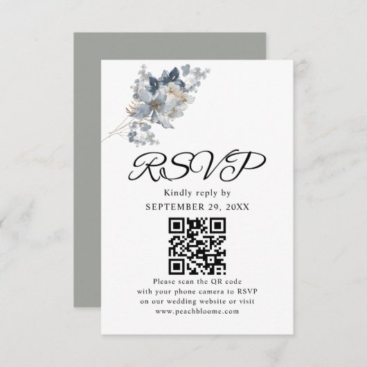 素朴な水彩画の花束イラスト 出欠カード (正面/裏面)