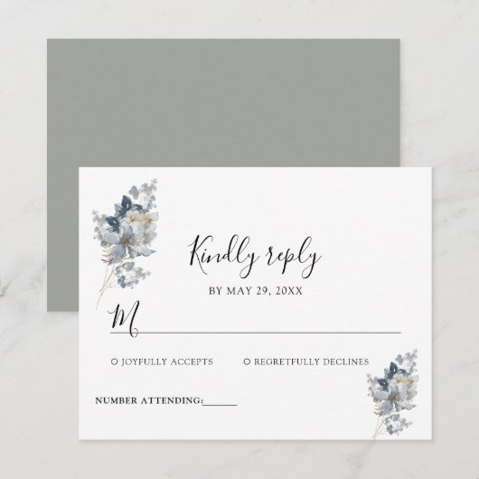 素朴な水彩画の花束イラスト 出欠カード (正面/裏面)