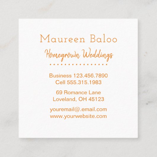 素朴な水彩画の花柄のヒマワリ スクエア名刺 (裏面)