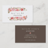 素朴な水彩画の花柄の旗 名刺 (正面/裏面)