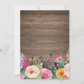 素朴な水彩画の花柄の結婚式招待状 招待状 (裏面)