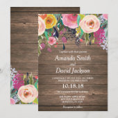 素朴な水彩画の花柄の結婚式招待状 招待状 (正面/裏面)