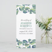 素朴な水彩画の花輪の葉の結婚式プログラム プログラム (スタンド正面)