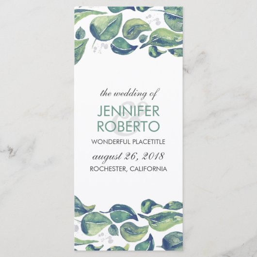 素朴な水彩画の花輪の葉の結婚式プログラム プログラム (正面)