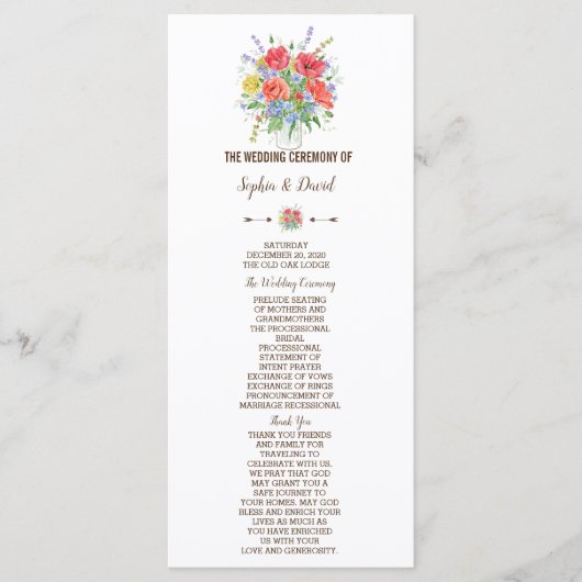 素朴な水彩画の草原の野生の花のプログラム プログラム (正面)