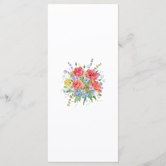 素朴な水彩画の草原の野生の花のメニュー メニュー (裏面)