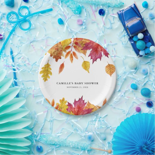 素朴な水彩画の落ち葉オータムパーティー ペーパープレート (パーティー)