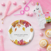 素朴な水彩画の落ち葉 オータムパーティー ペーパープレート (パーティー)