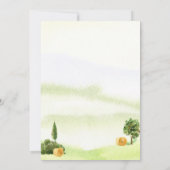 素朴な水彩画の赤い納屋の地方の農村の結婚式 サンキューカード (裏面)