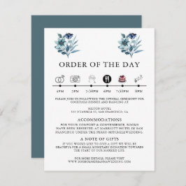 素朴な水彩画の青い花束のイラスト エンクロージャーカード