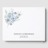 素朴な水彩画の青い花束のイラスト ゲストブック (裏面)