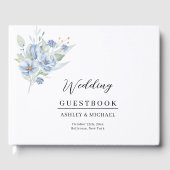 素朴な水彩画の青い花束のイラスト ゲストブック (正面)
