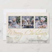 素朴な水彩画の3枚の写真のクリスマスカード シーズンカード (正面)